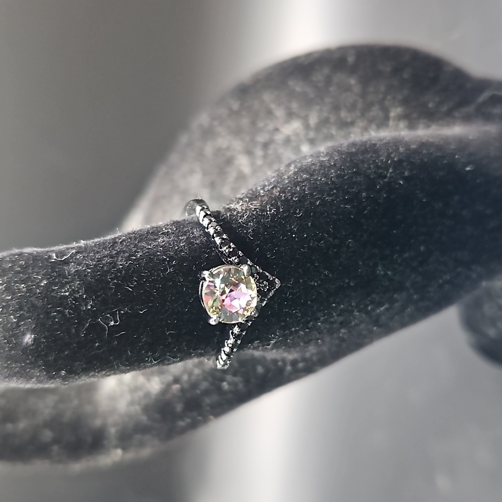 C-3 Black toned ring with light purple solitaire and black accents